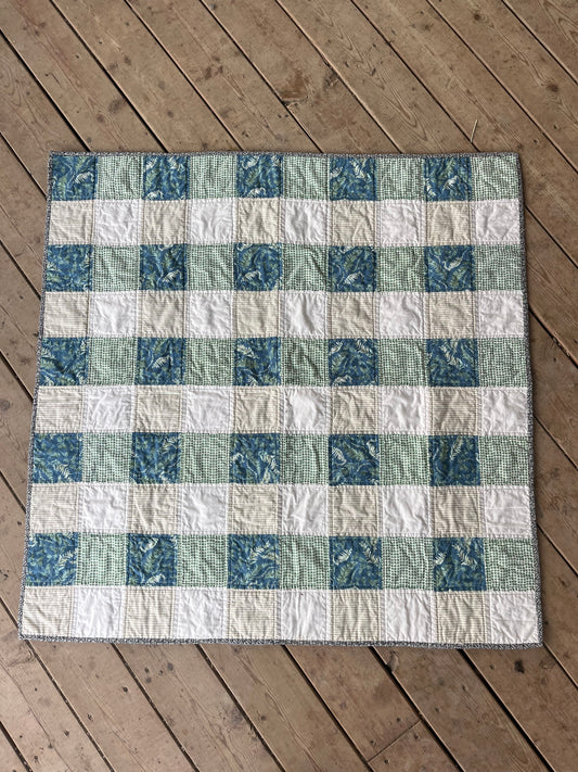 blue & green gingham quilt
