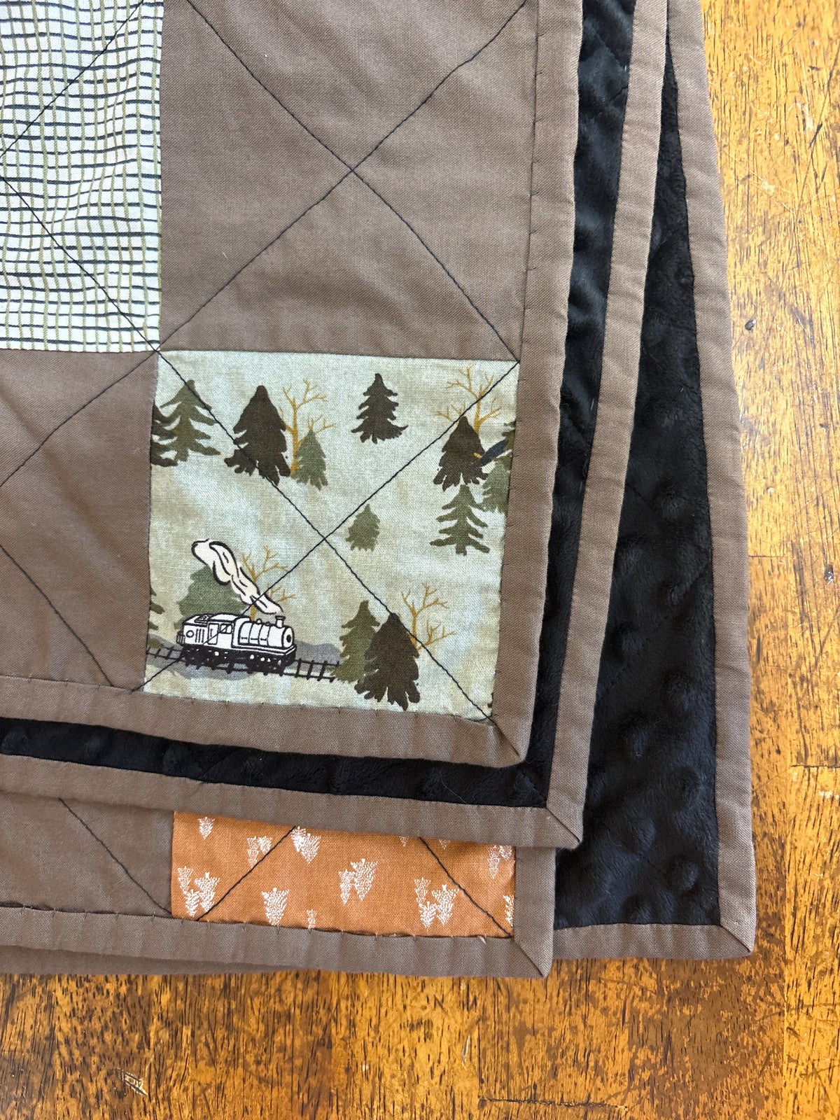 train themed baby blanket