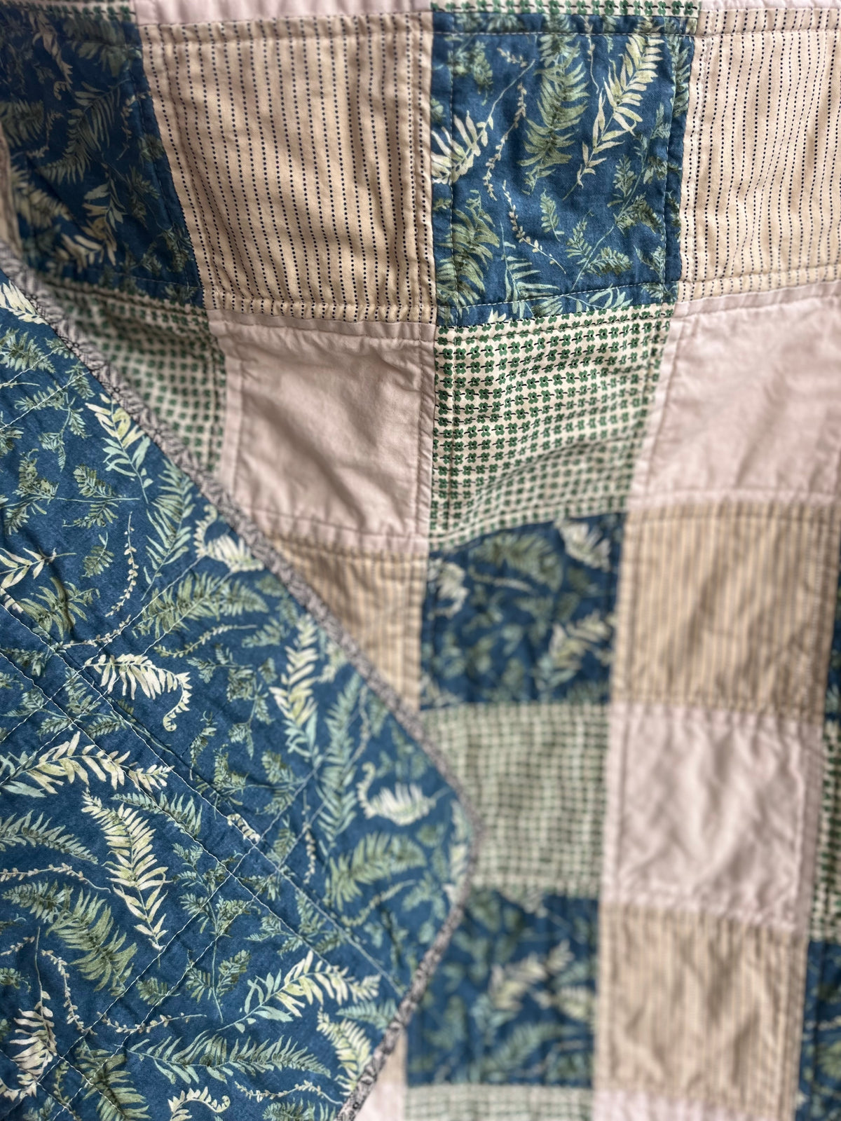 blue & green gingham quilt