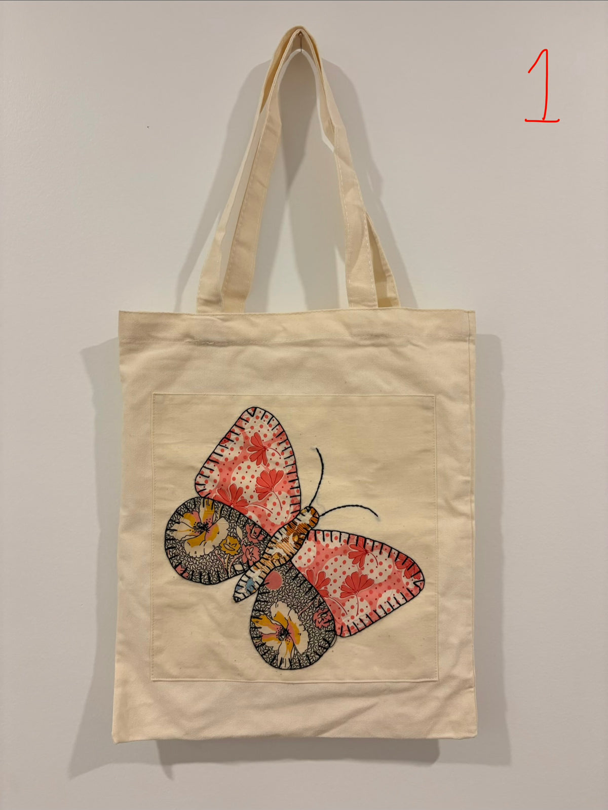 canvas bag with vintage quilt square