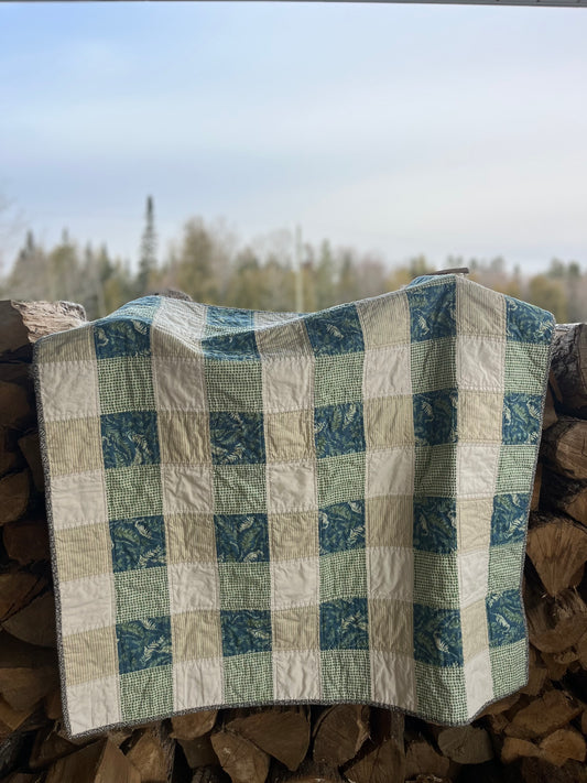 blue & green gingham quilt