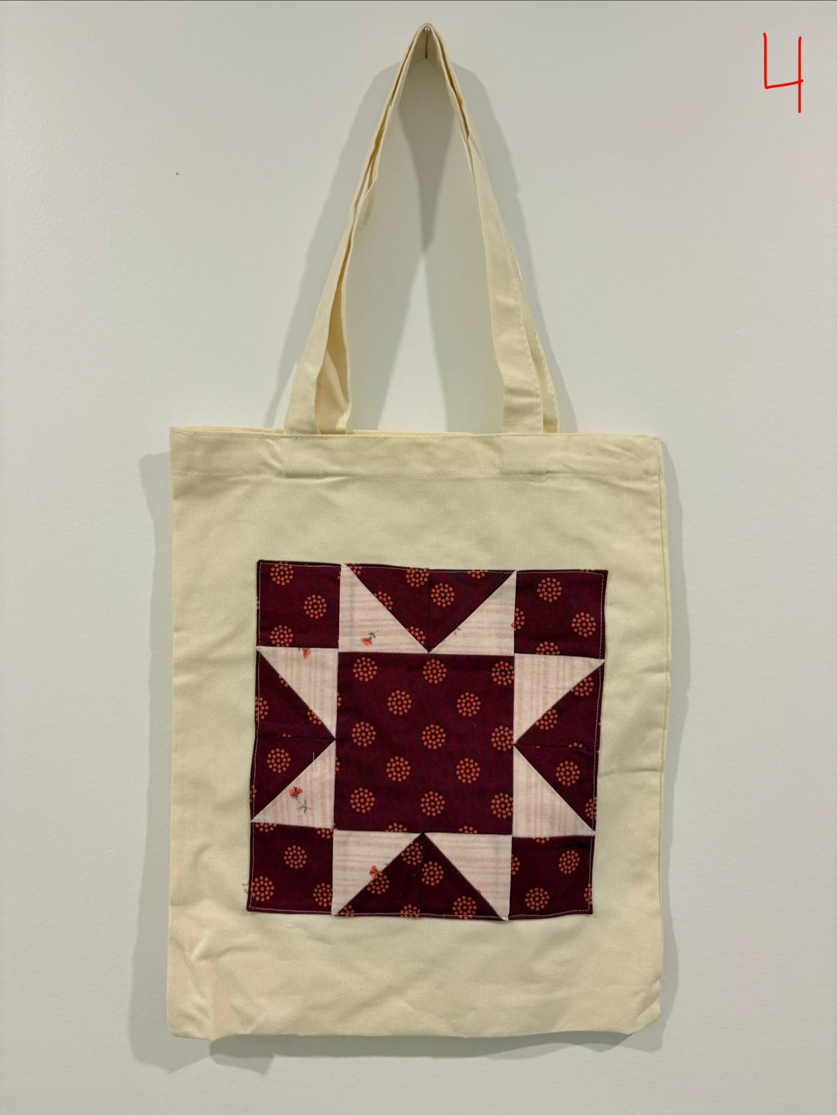 canvas bag with vintage quilt square