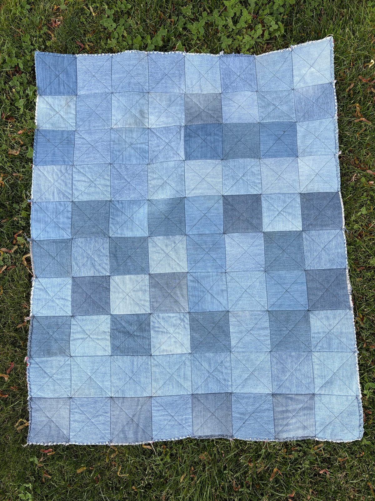 red checkered jean blanket