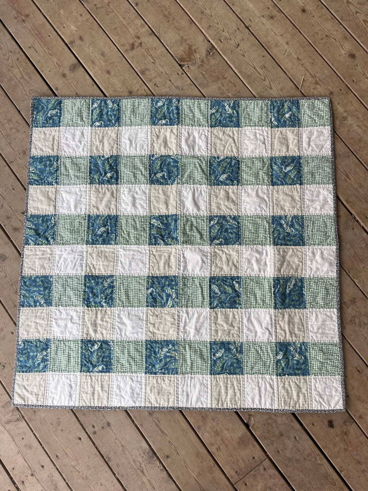 blue & green gingham quilt