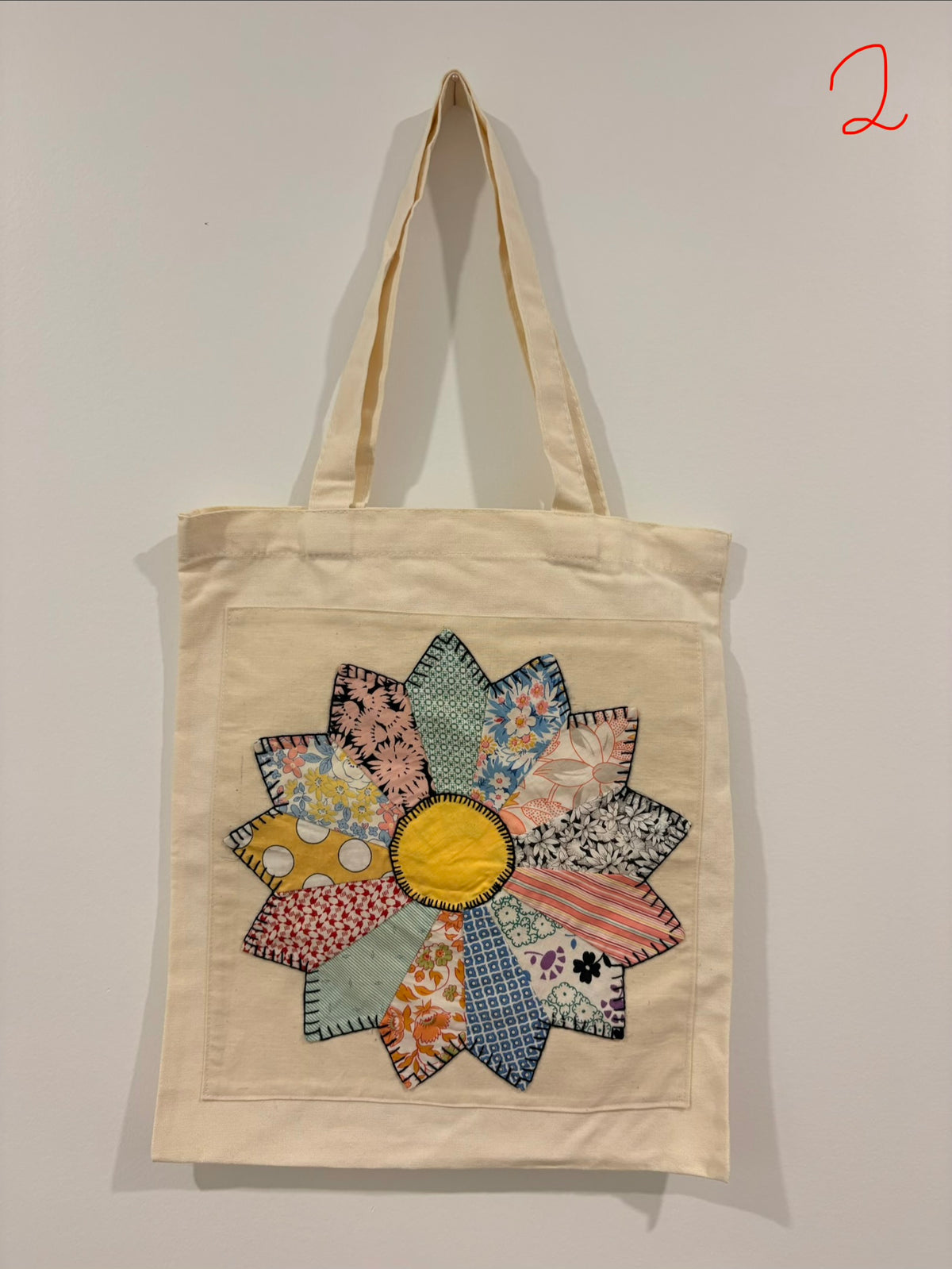 canvas bag with vintage quilt square