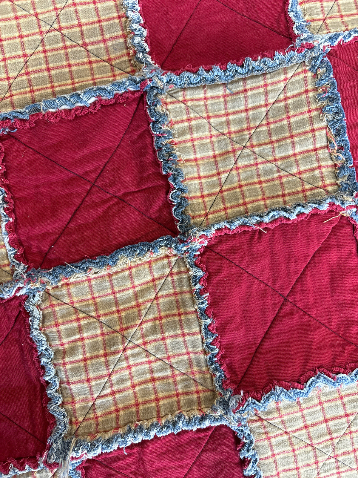 red checkered jean blanket