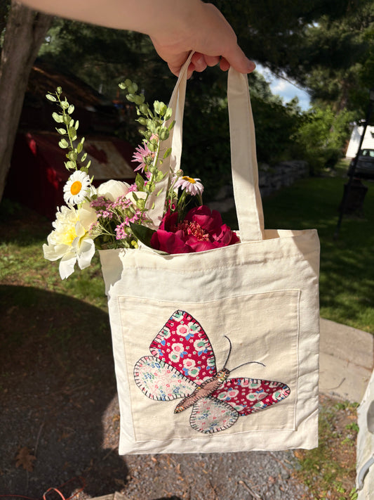 canvas bag with vintage quilt square